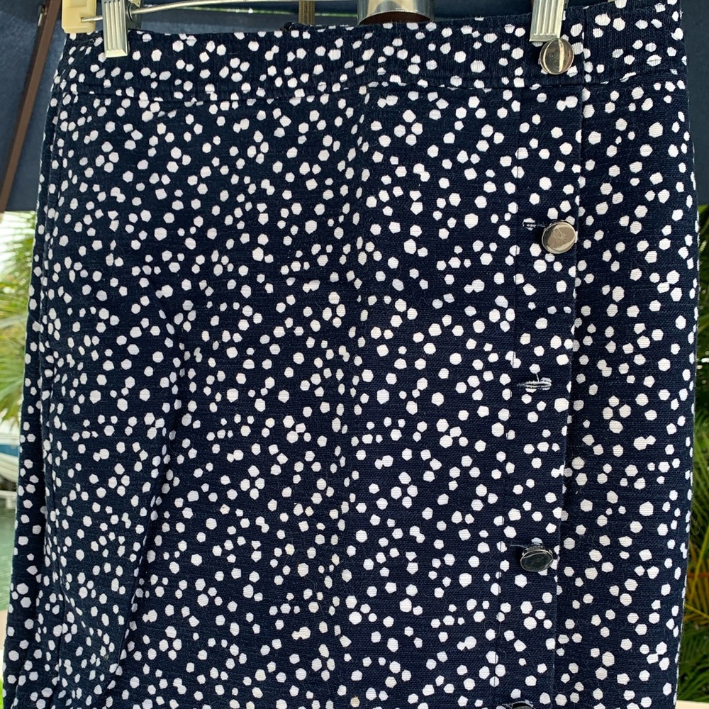Blue and White skirt with side silver buttons